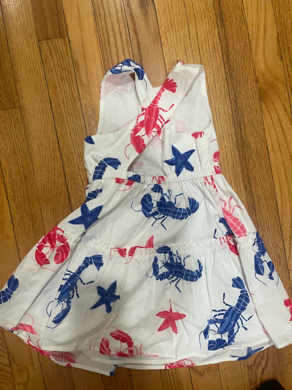 Crewcuts White Dress with Pink and Blue Sea Creature Print - Picture 2 of 3